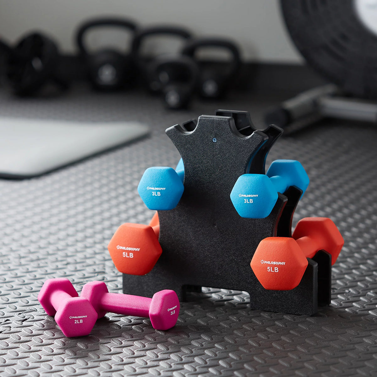 Neoprene Dumbbell Hand Weight with Stand, 20 Lbs. R498811