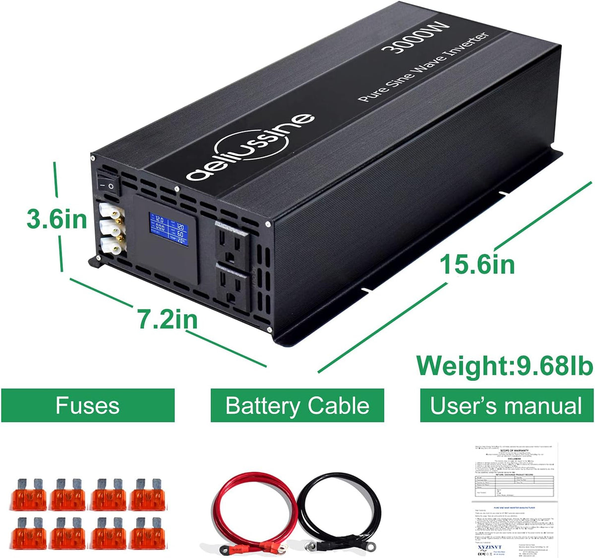 2000 watt Pure Sine Wave Power Inverter 24v dc to ac 110v 120v V228