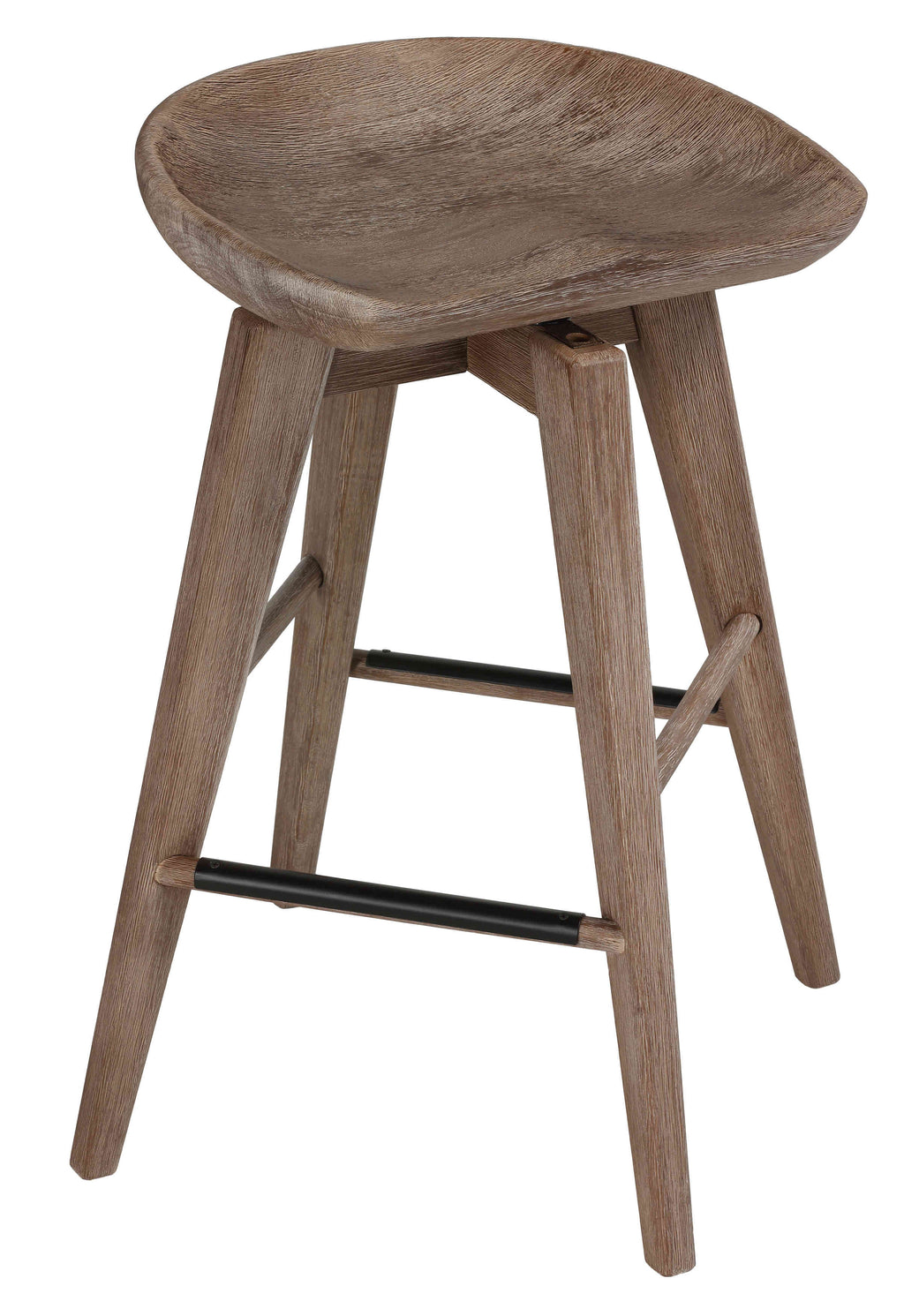24" Gray Whitewash Solid Wood Swivel Counterstool X321672