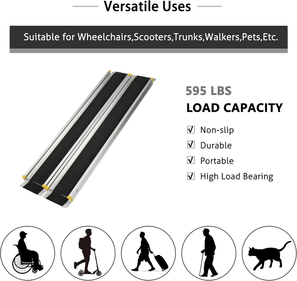 7FT Portable Adjustable Telescoping Wheelchair Ramp A962