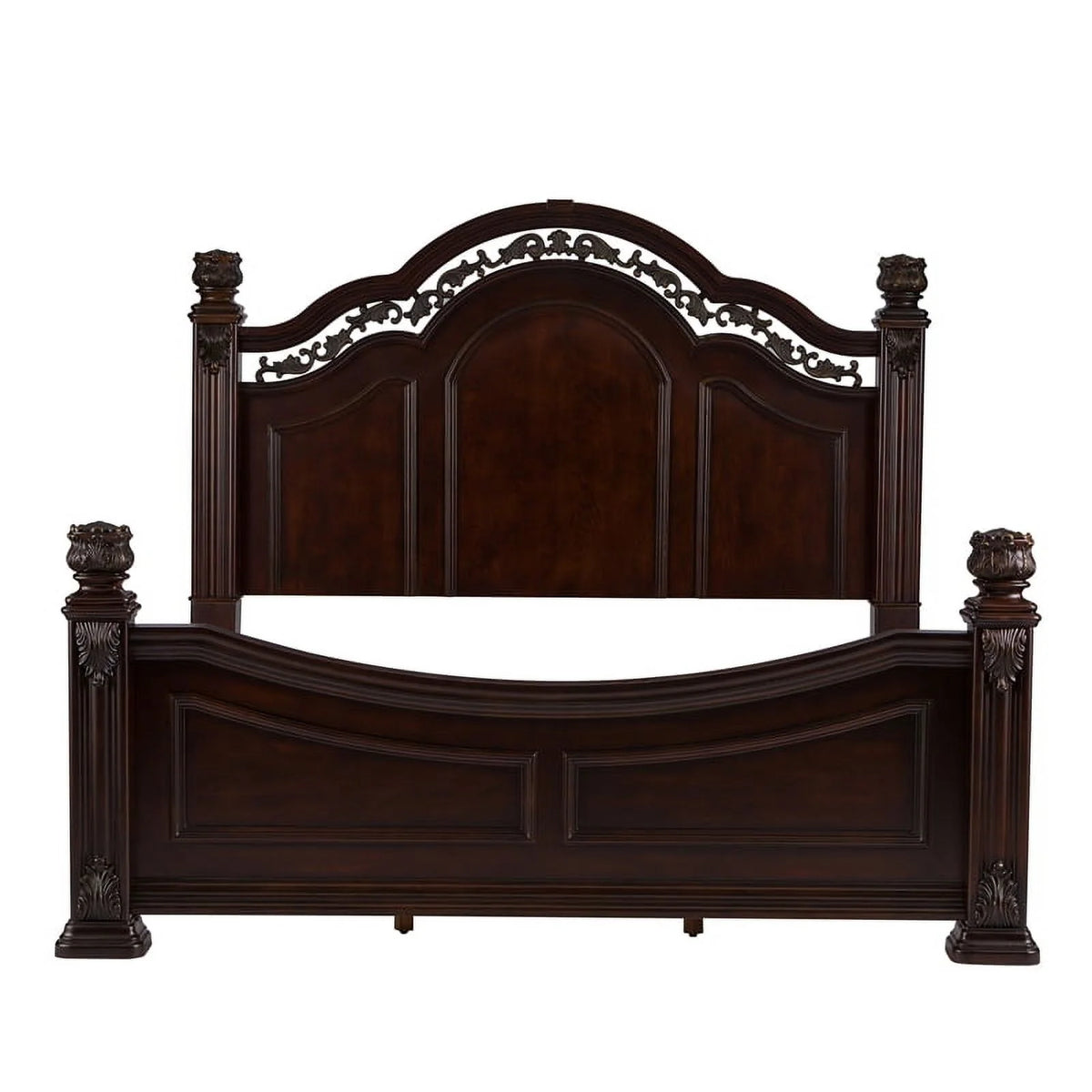 Dark Brown Queen Poster Bed Dresser & Mirror E1863