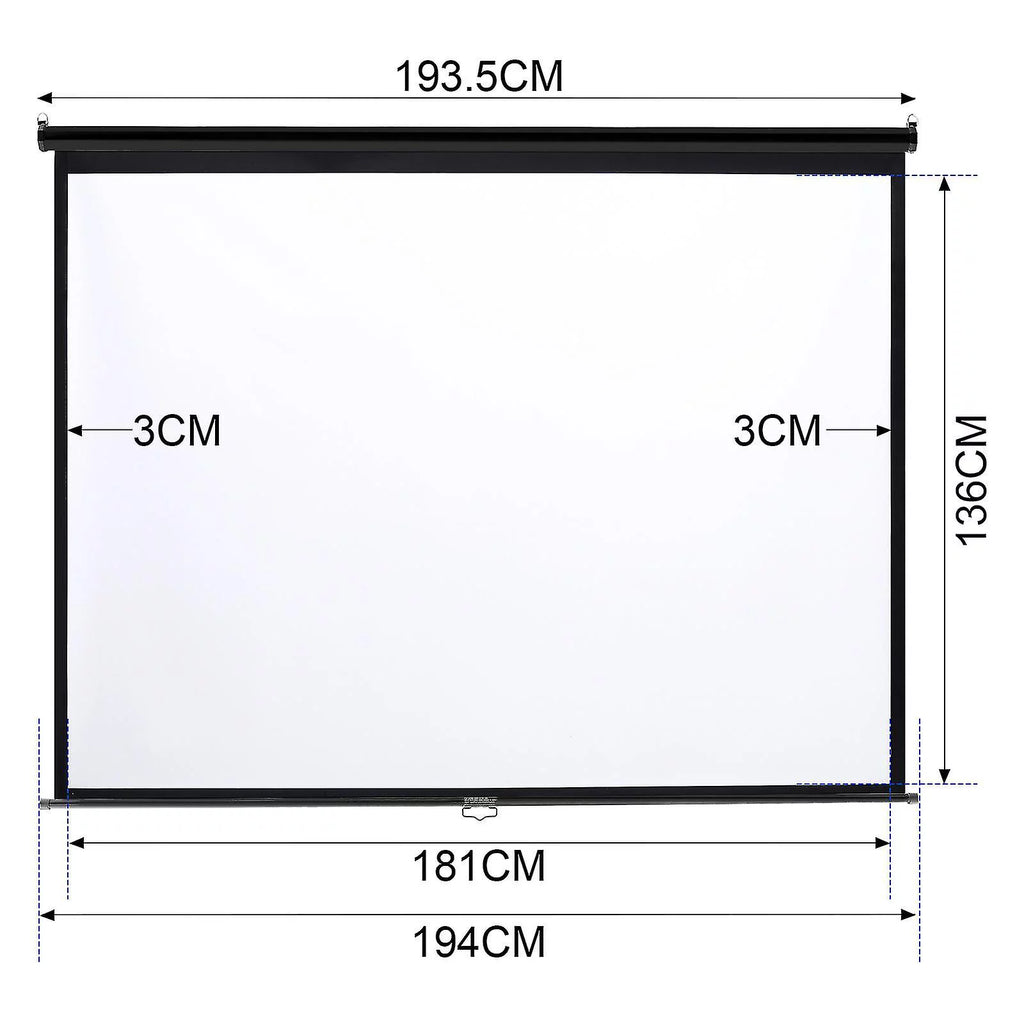 92 Inch Manual Pull Down Projector Screen, Black O30977