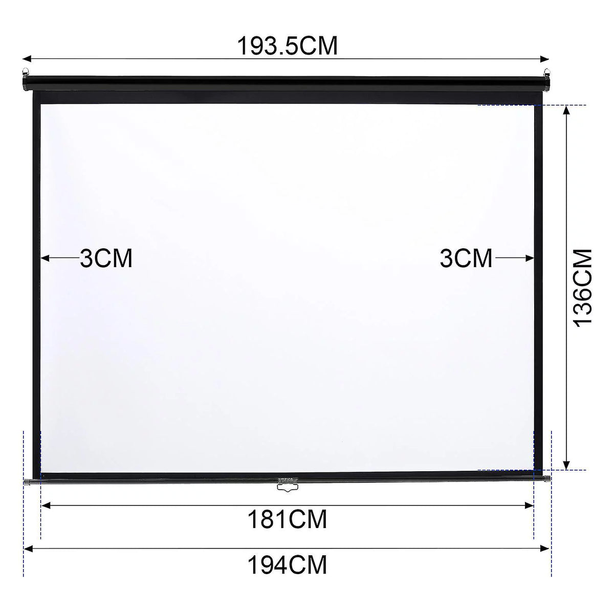 92 Inch Manual Pull Down Projector Screen, Black O30977