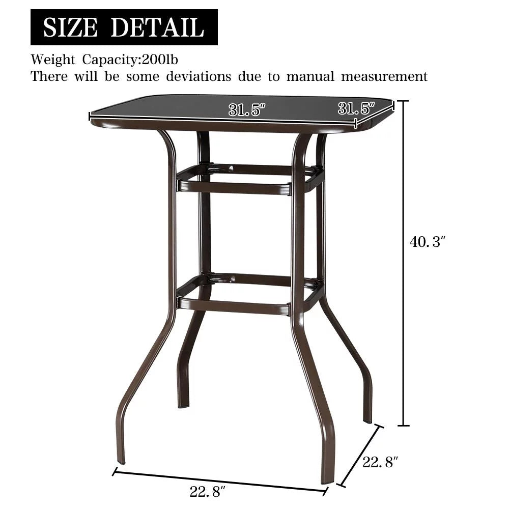 Square Glass 32" x 40" Dining Table Brown J83968