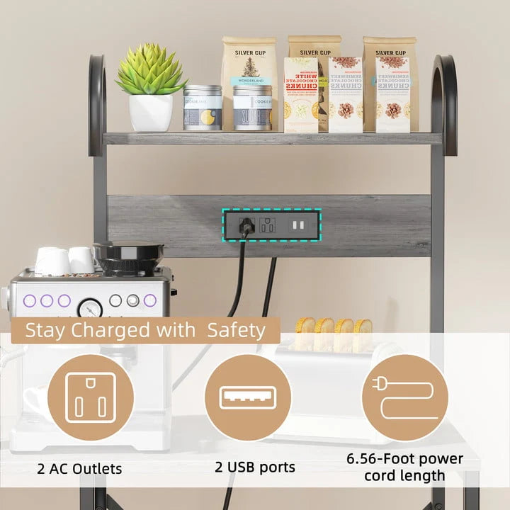 6 Tier Kitchen Bakers Rack with Power Outlet P2319