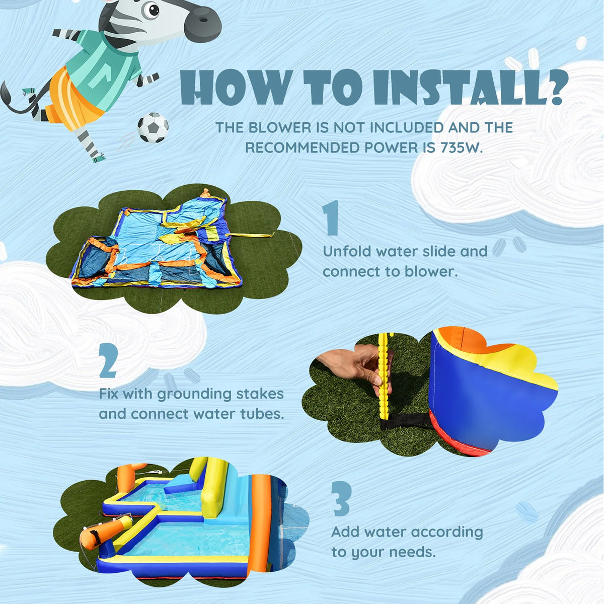 Inflatable Soccer Water Slide with Splash Pool C57000
