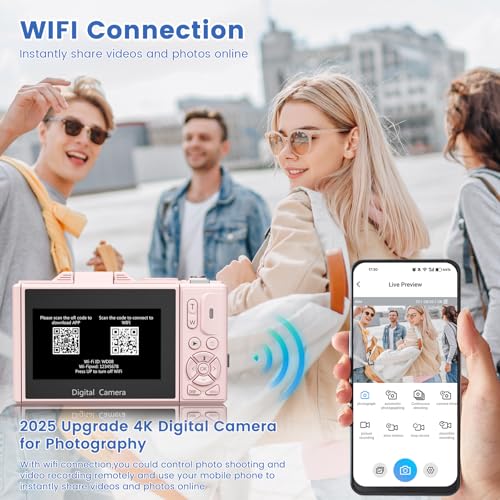 4K 64MP Compact Digital Camera with 18X Digital Zoom B854