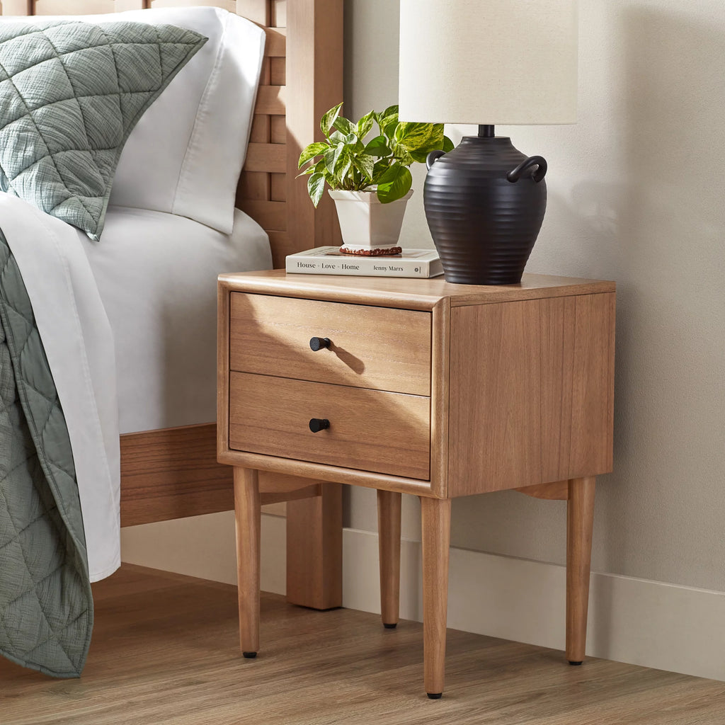 Natural Oak Nightstand with Solid Wood Frame M9550