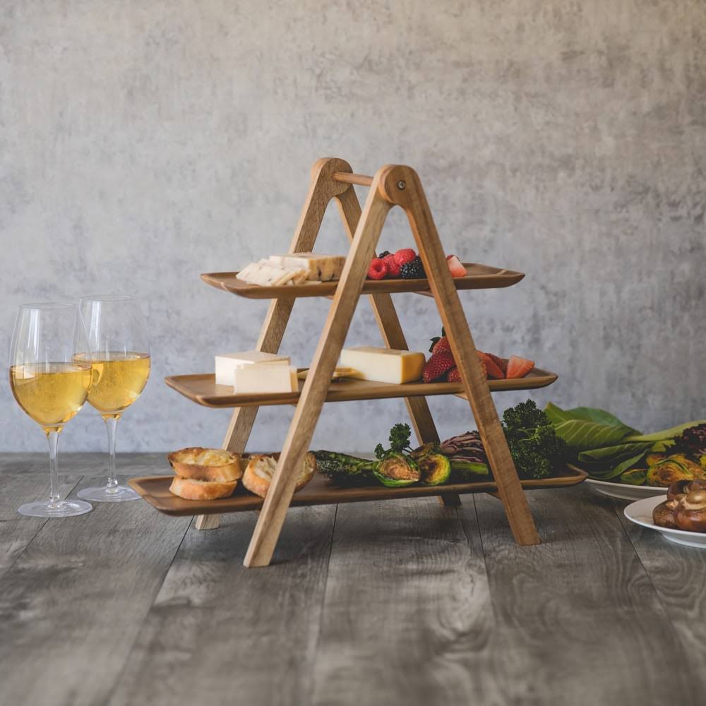 Acacia Wood 3 Tiered Serving Station J343