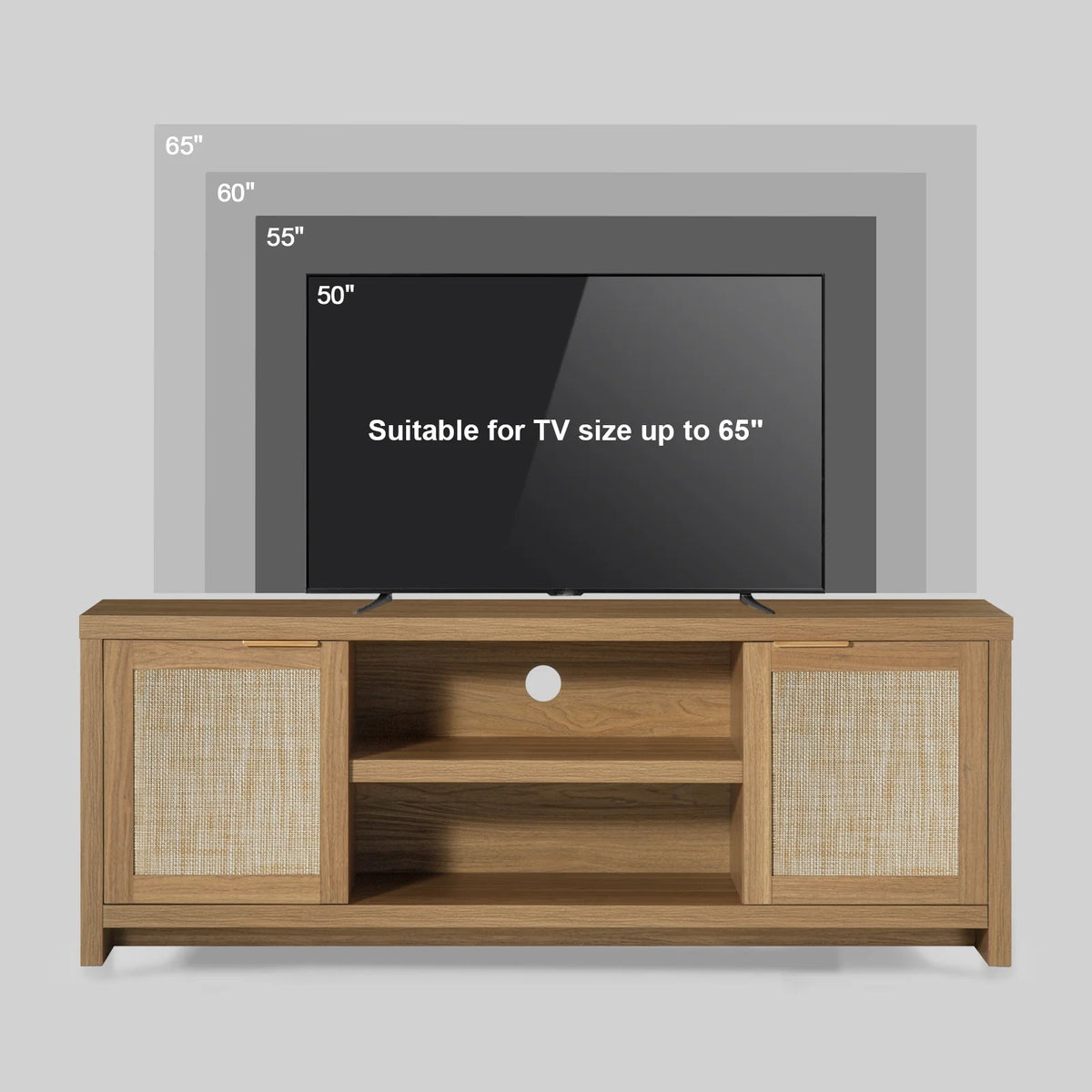 Farmhouse Rattan TV Stand, Weathered Oak U993