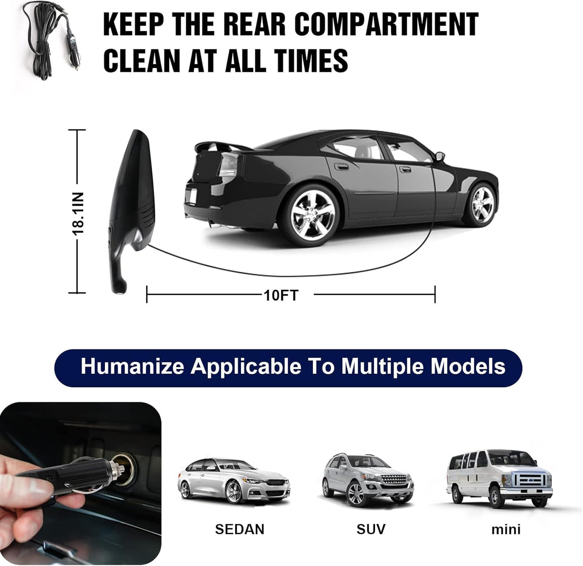 Black 7500Pa Portable Handheld Car Vacuum Pack of 2 E94739