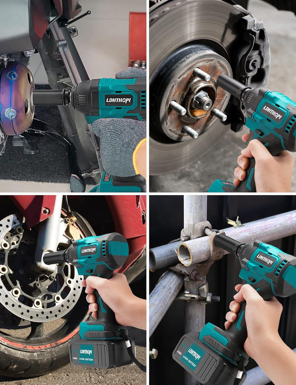 Cordless Impact Wrench 1/2 Inch 21V 370 Ft-lbs with 2 Batteries V94856