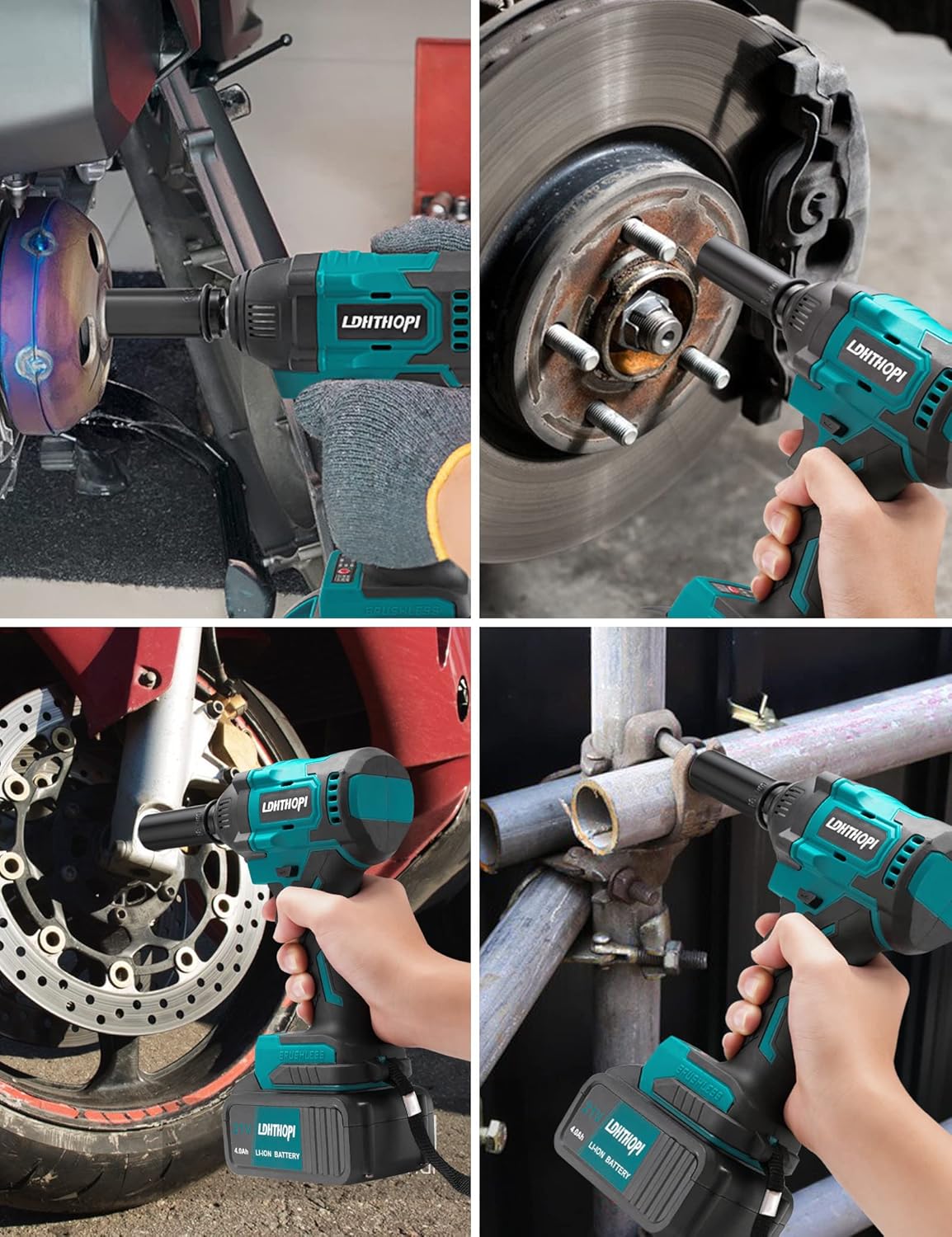 Cordless Impact Wrench 1/2 Inch 21V 370 Ft-lbs with 2 Batteries V94856