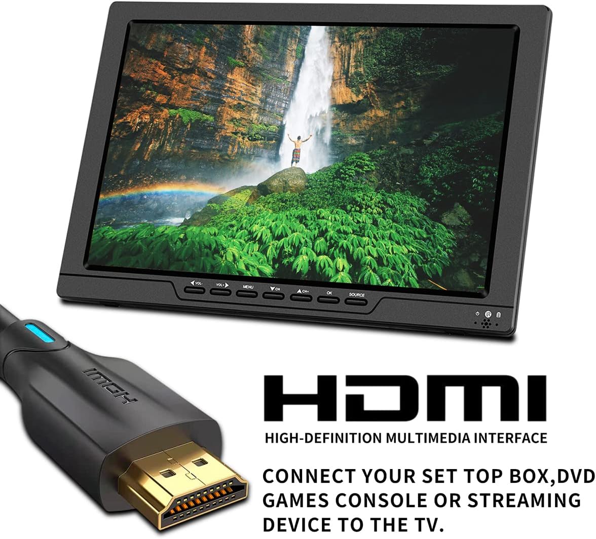 13.3 Inch Portable TV with ATSC Digital TV, Rechargeable Battery, HDMI Input Y5867