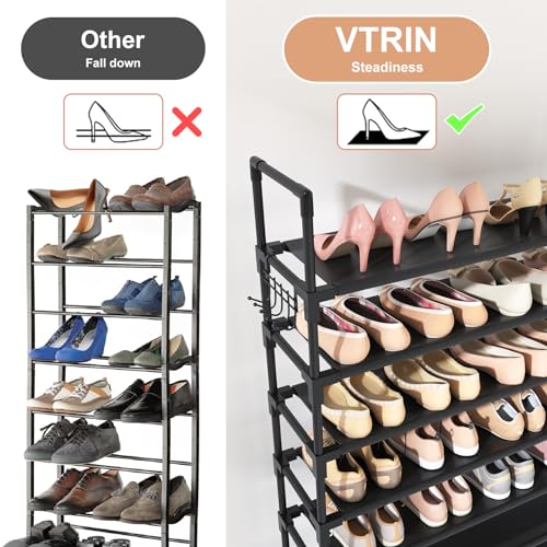 10 Tiers 50 Pairs Black Metal Shoe Rack Y359992