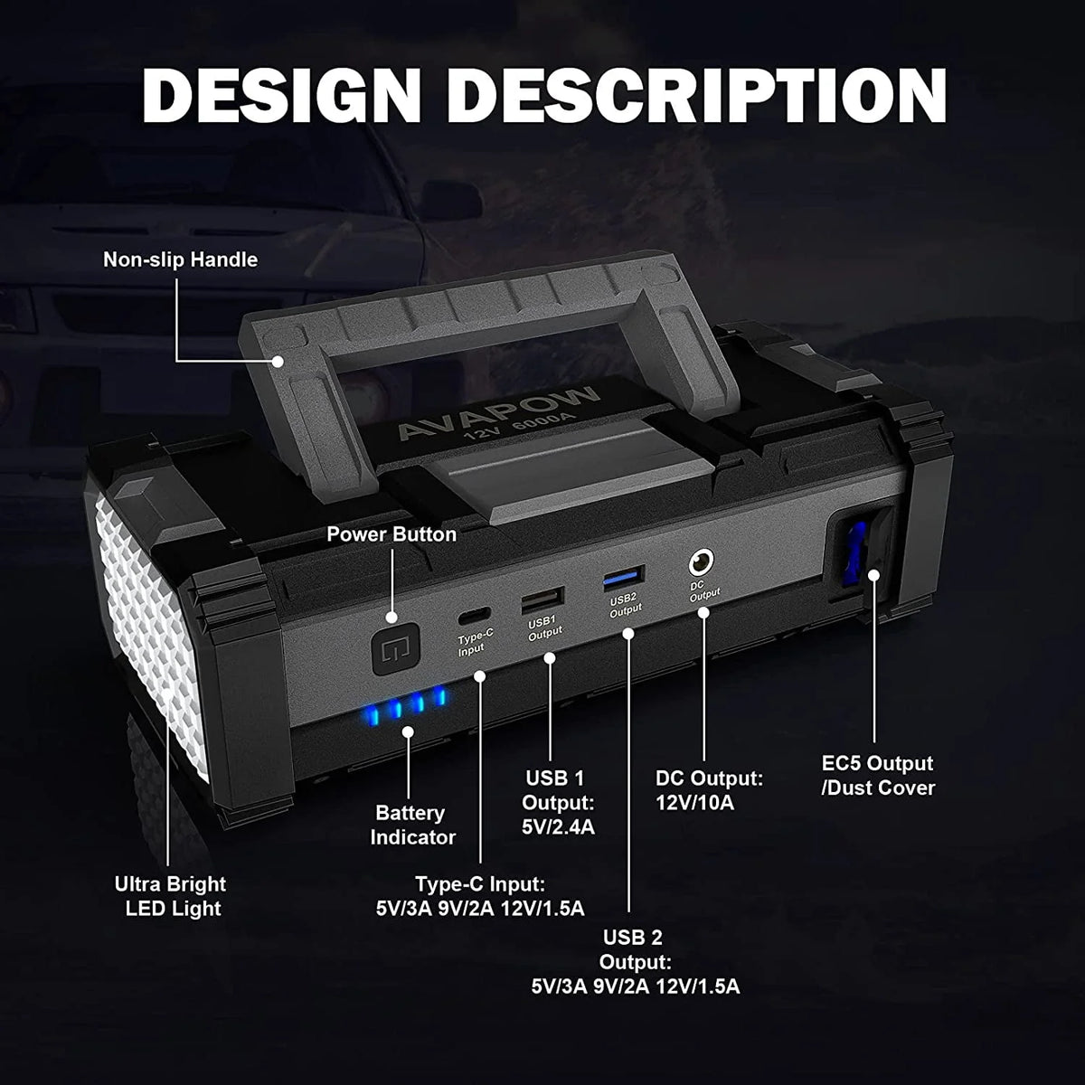 6000A Car Battery Jump Starter M43693