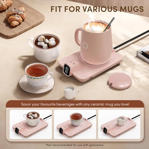 Black 15oz Temperature Control Electric Coffee Mug Warmer Set M7464