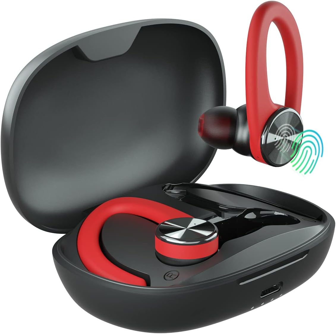 Wireless Bluetooth Earbuds with Charging Case and Earhooks, Waterproof, Pack of 2 P65043