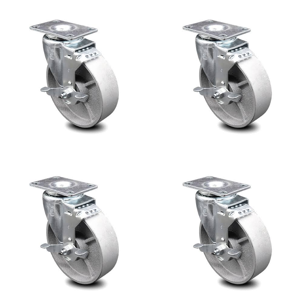Cast Iron Swivel Top Plate Caster Set of 4 with Roller Bearings S637