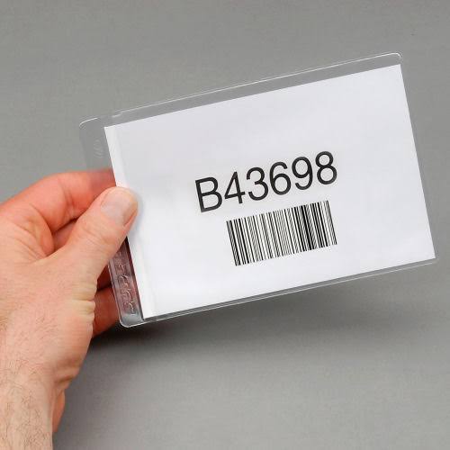 Clear Vinyl Label Holder, 6 inL x 4 inW, 50 Pk W88670