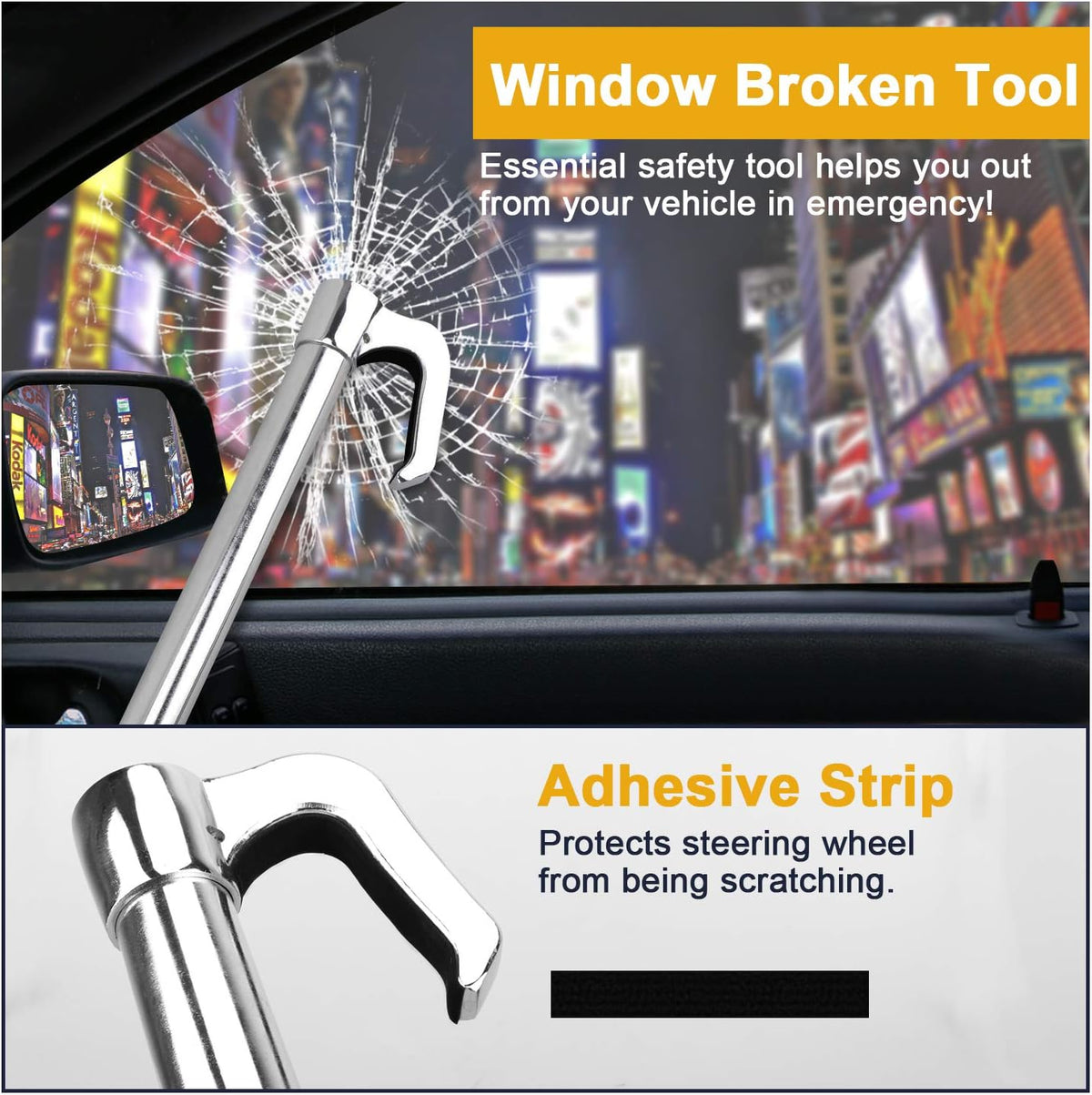 Universal Steering Wheel Brake Lock Retractable Double Hook Car Clutch Pedal Lock with 3 Keys X244784