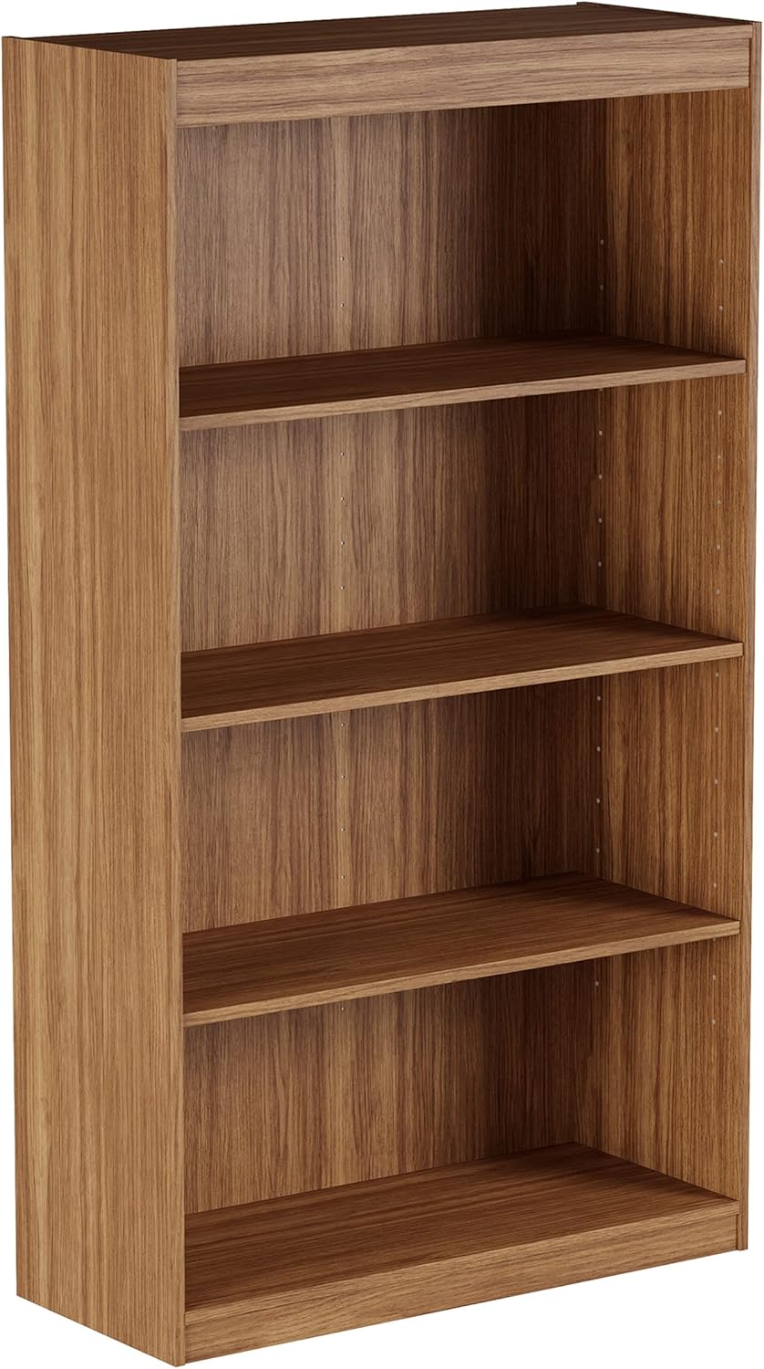 4-Shelf Brown Woodgrain Bookcase Q99049