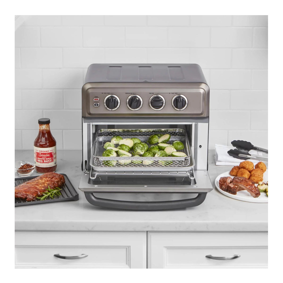 Black AirFryer Oven with Grill and Spatula and Tongs Set J6936