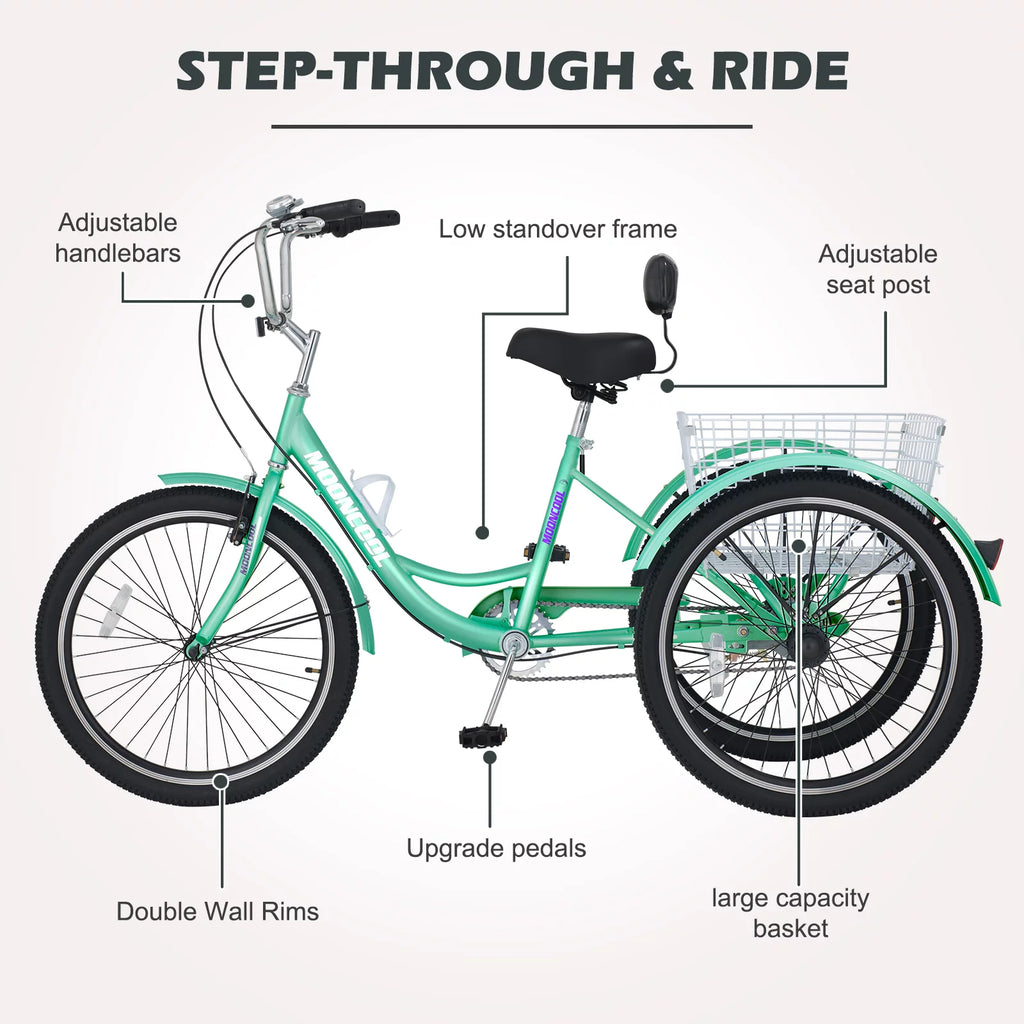 24 Single Speed Tricycle with Large Basket N127