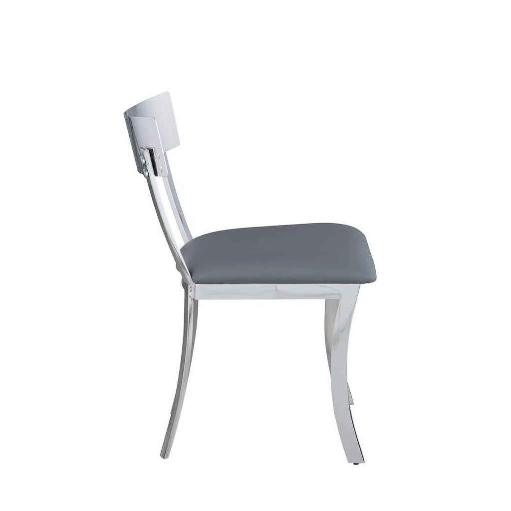 Gray Faux Leather Curved-Back Side Chair Set of 2 Y30739