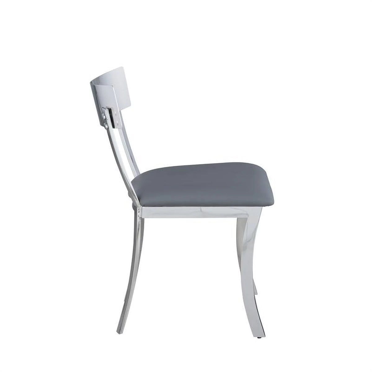 Gray Faux Leather Curved-Back Side Chair Set of 2 Y30739