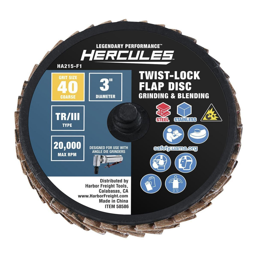 3 in. 40-Grit Twist Lock Flap Discs Ceramic 3-Pack Z210