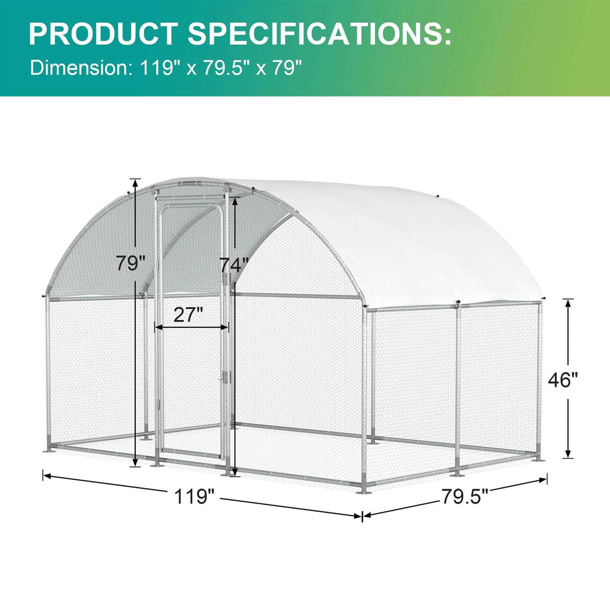 Large Metal Chicken Coop with Waterproof Cover E8331