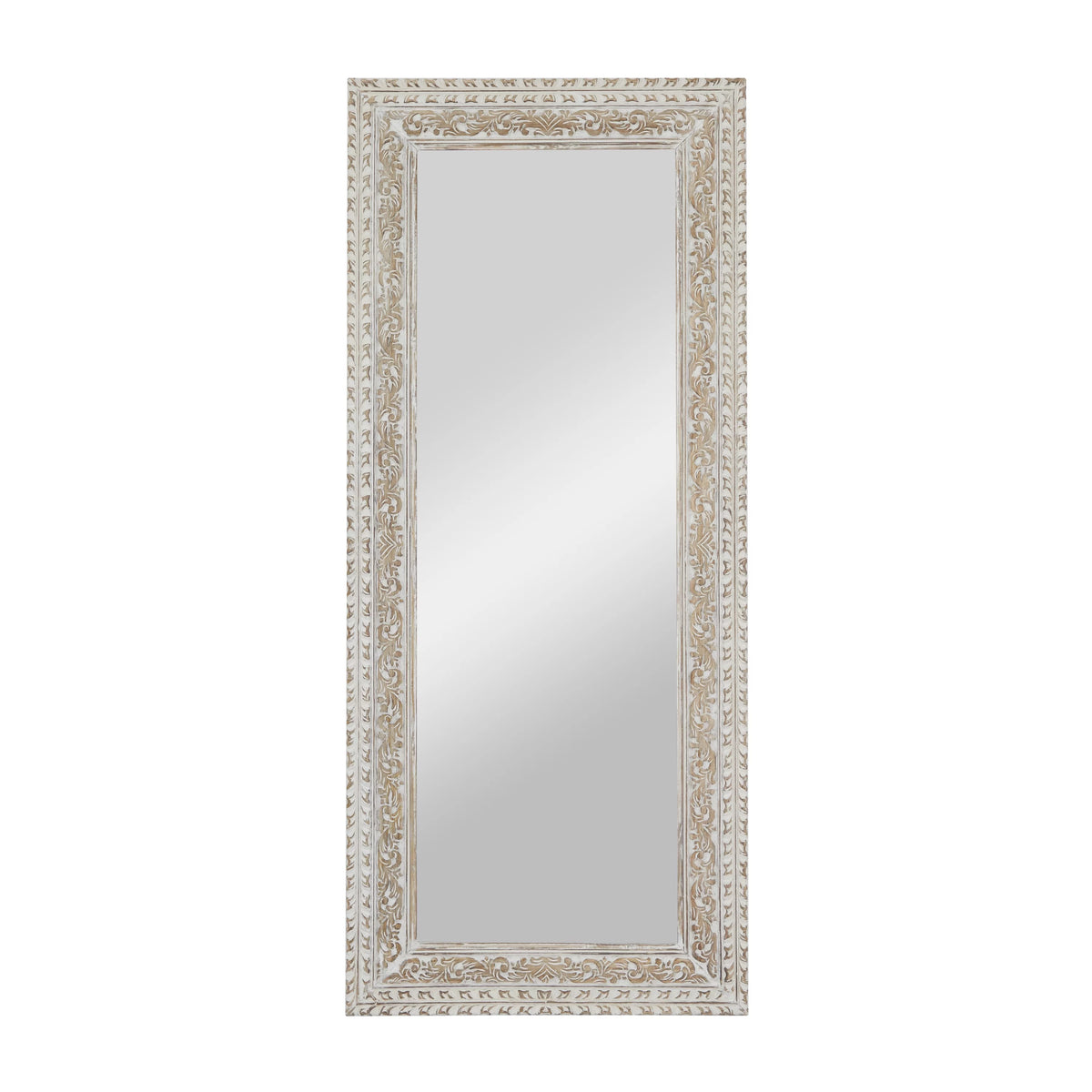 White Carved Floral Wall Mirror C25152