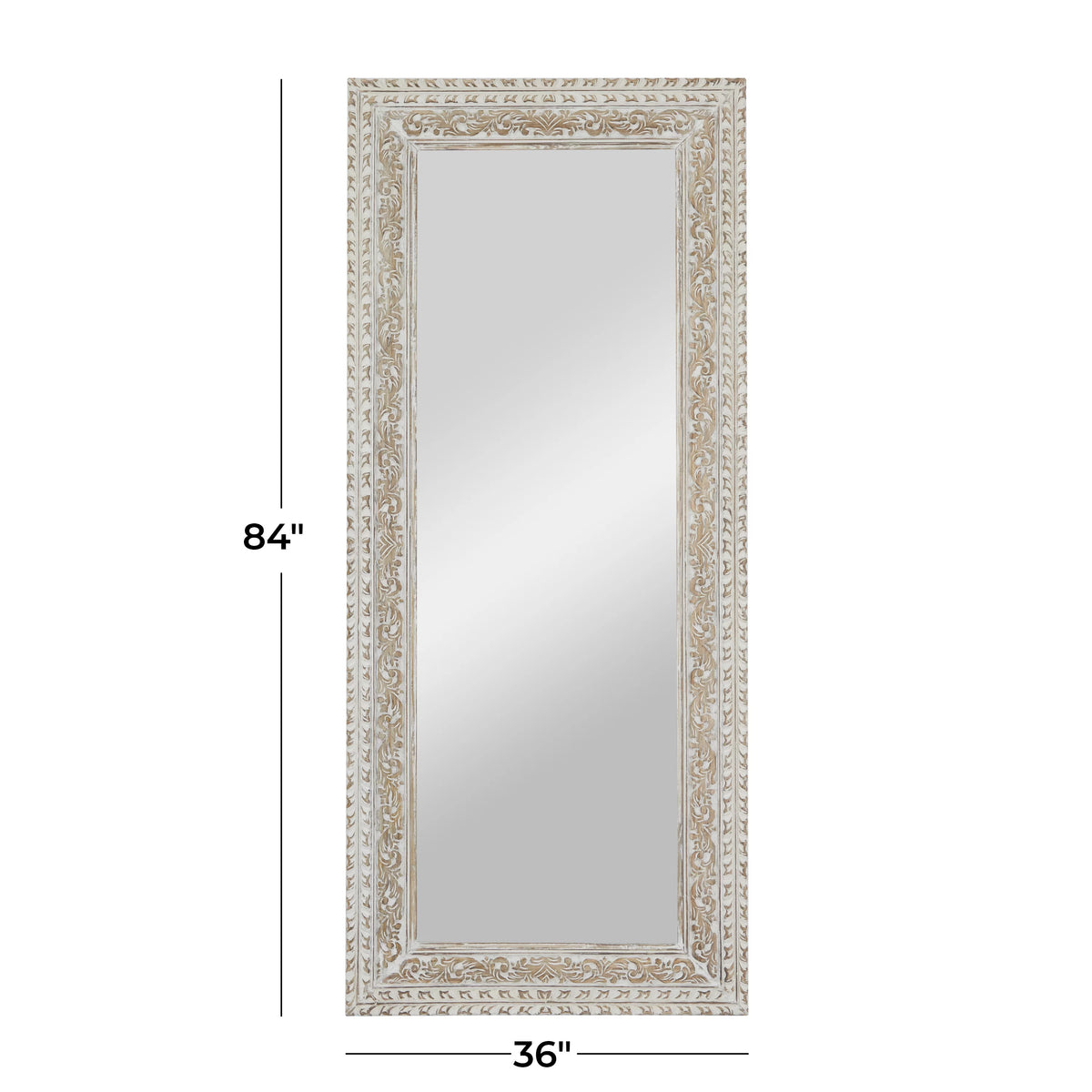White Carved Floral Wall Mirror C25152