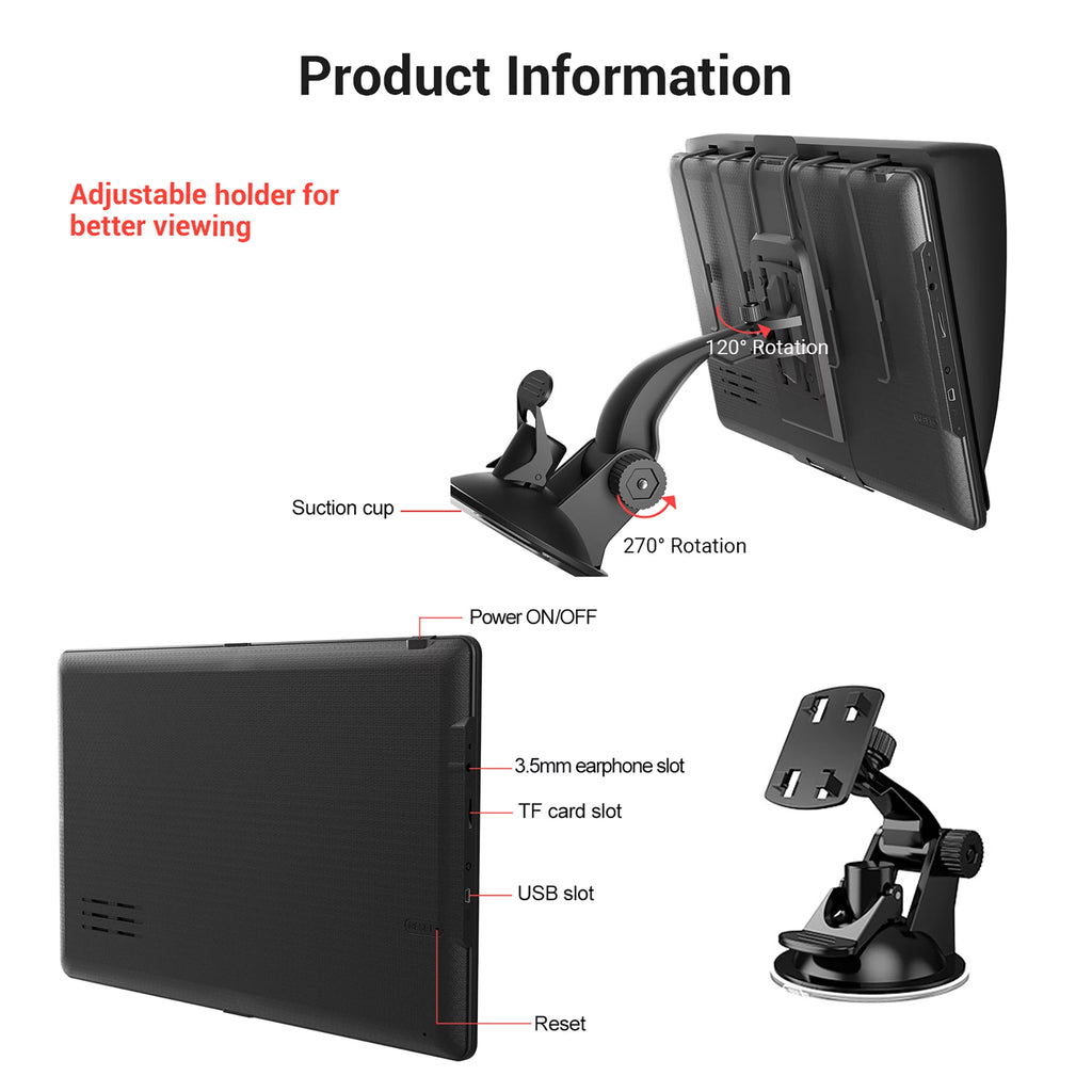 7 inch GPS Navigation with Voice Guidance Speed Camera Warning V269