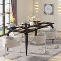 Black Sintered Stone Dining Table with Metal Legs G37510