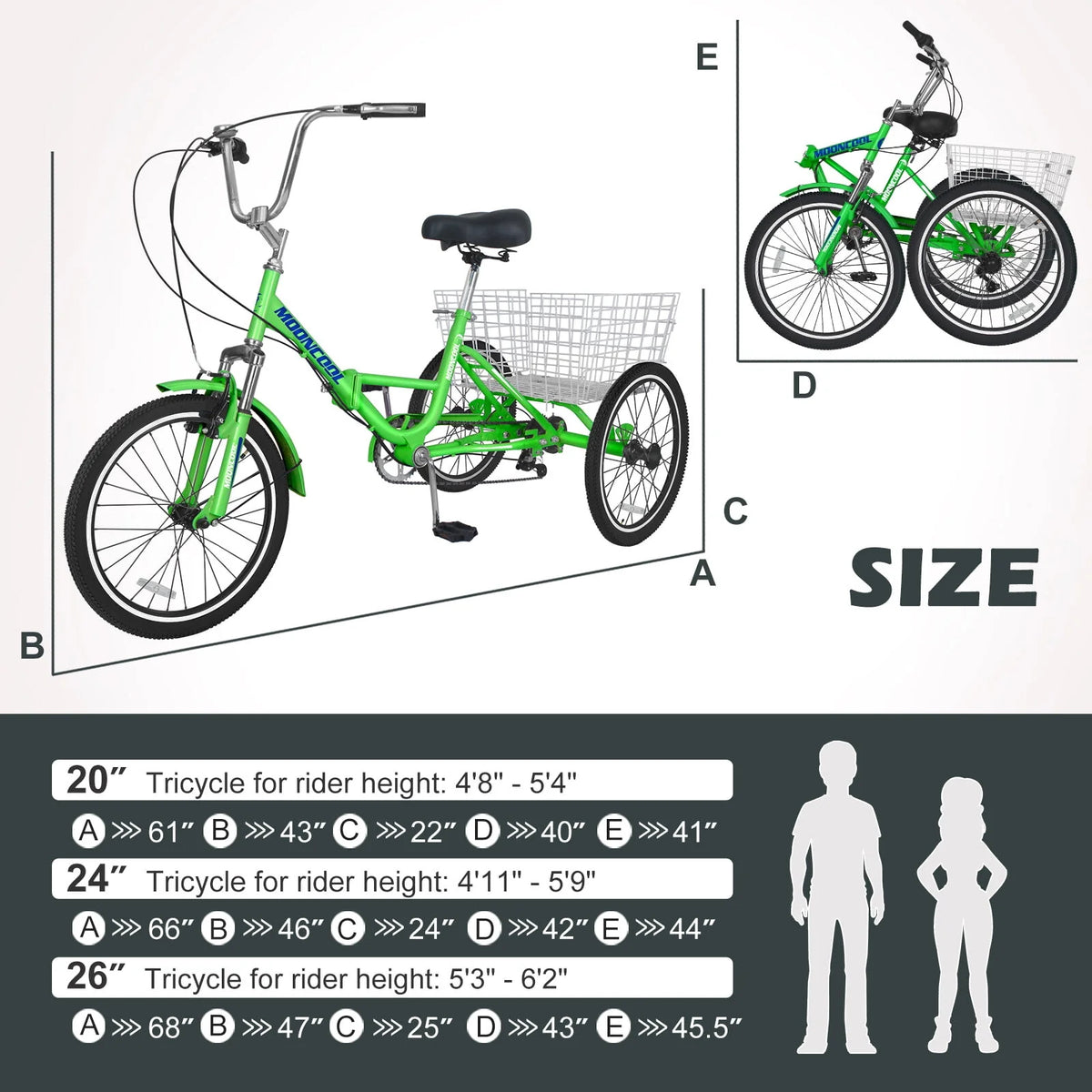 24 Inch 7-Speed 3 Wheels Folding Tricycle A24909