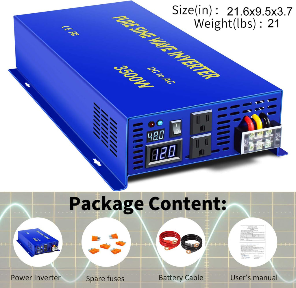 Pure Sine Wave 4000 watt Power Inverter 48V to 110v 120V A9433