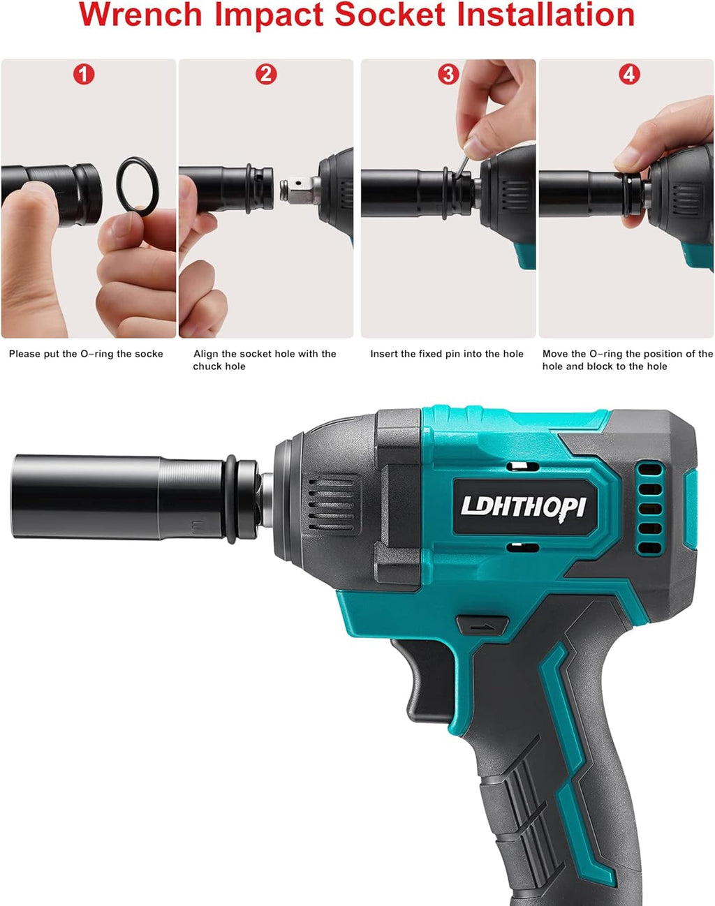 Cordless Impact Wrench 1/2 Inch 21V 370 Ft-lbs with 2 Batteries V94856