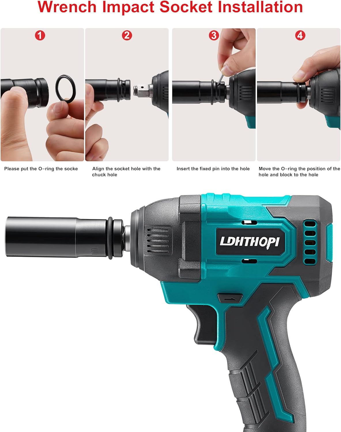 Cordless Impact Wrench 1/2 Inch 21V 370 Ft-lbs with 2 Batteries V94856