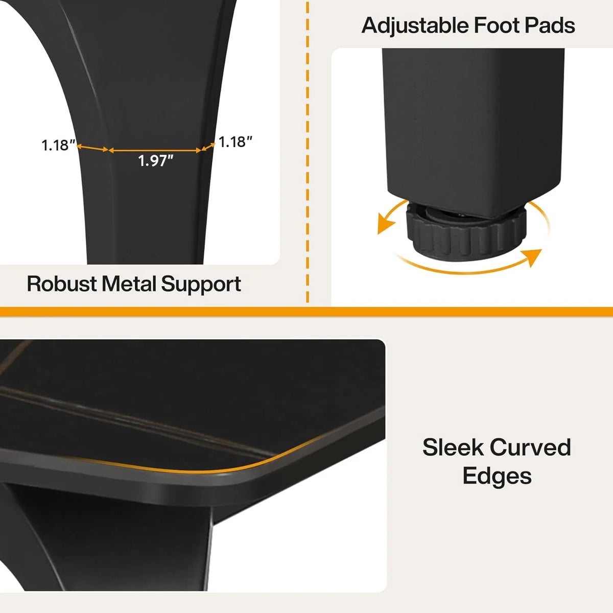 Black Sintered Stone Dining Table with Metal Legs G37510