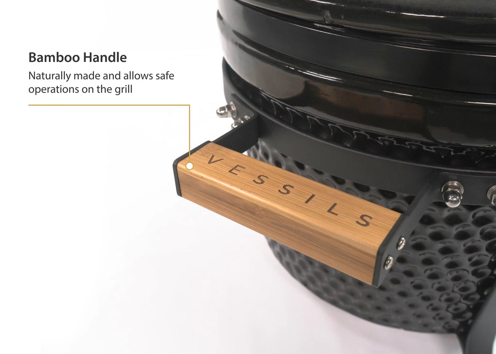 9.8-inch Ceramic Charcoal BBQ Grill with Thermometer and Stainless Steel Grate K66274