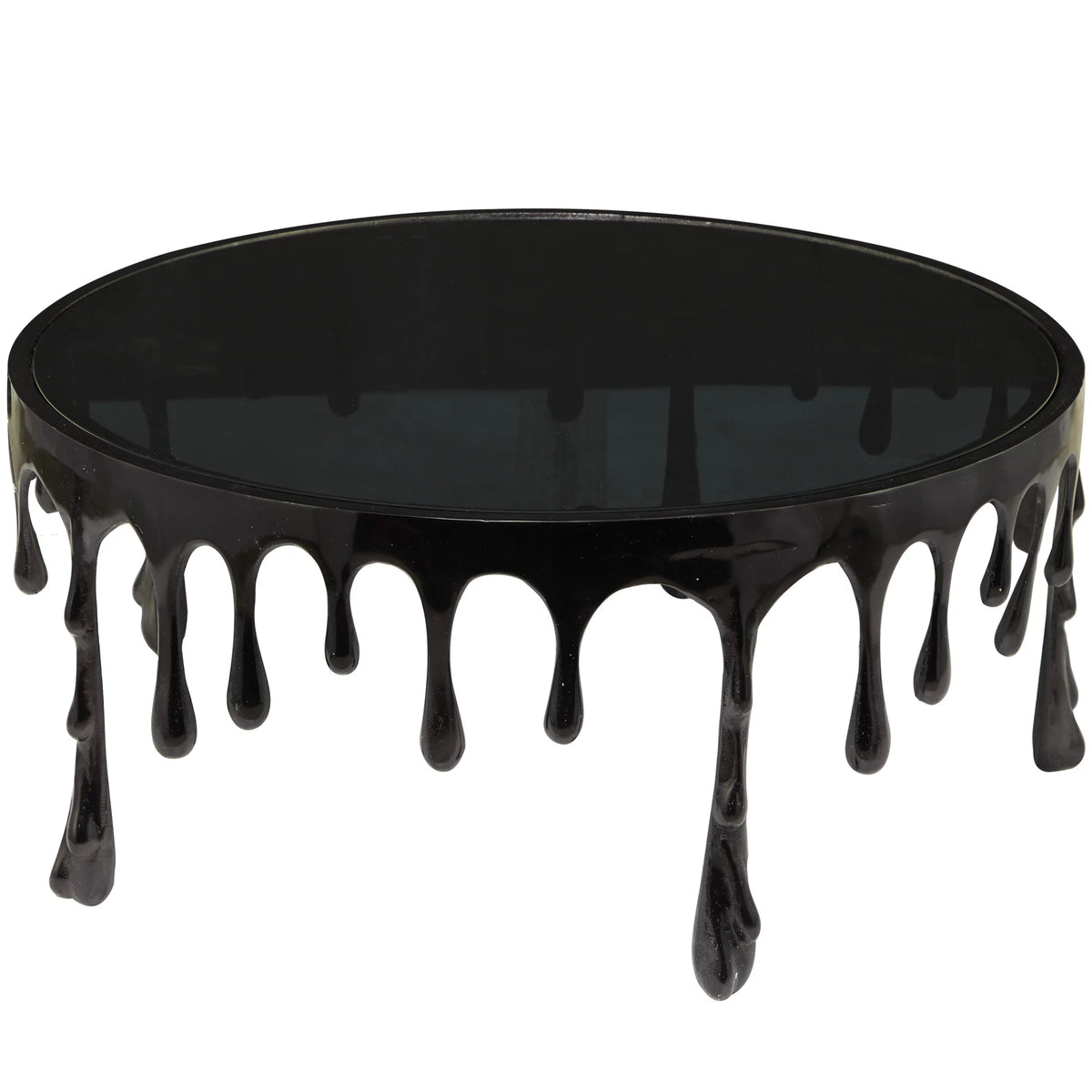 36" x 16" Black Aluminum Glass Top Coffee Table Q1070