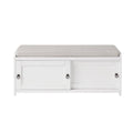 White Wood Storage Bench with Cabinets L52063