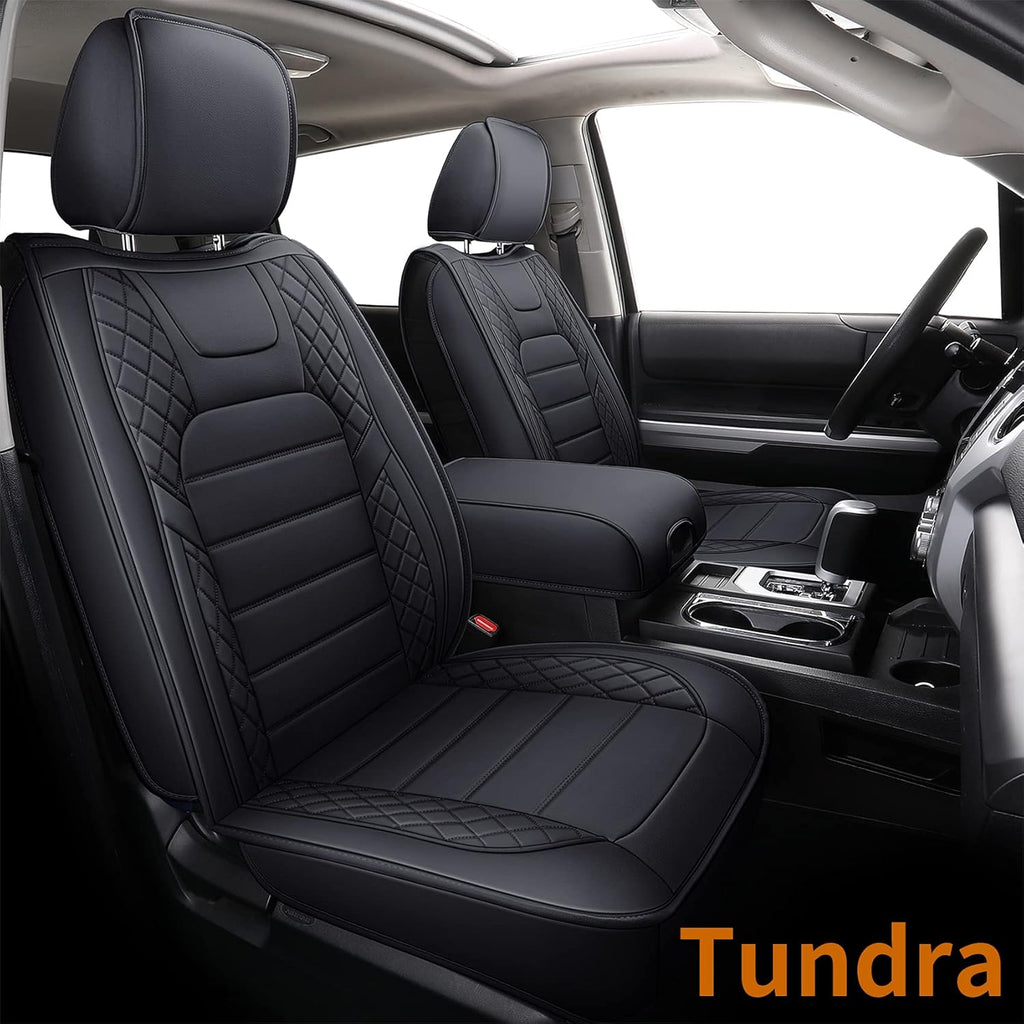 Black Faux Leather Seat Covers Front Set 2 pcs Y10352
