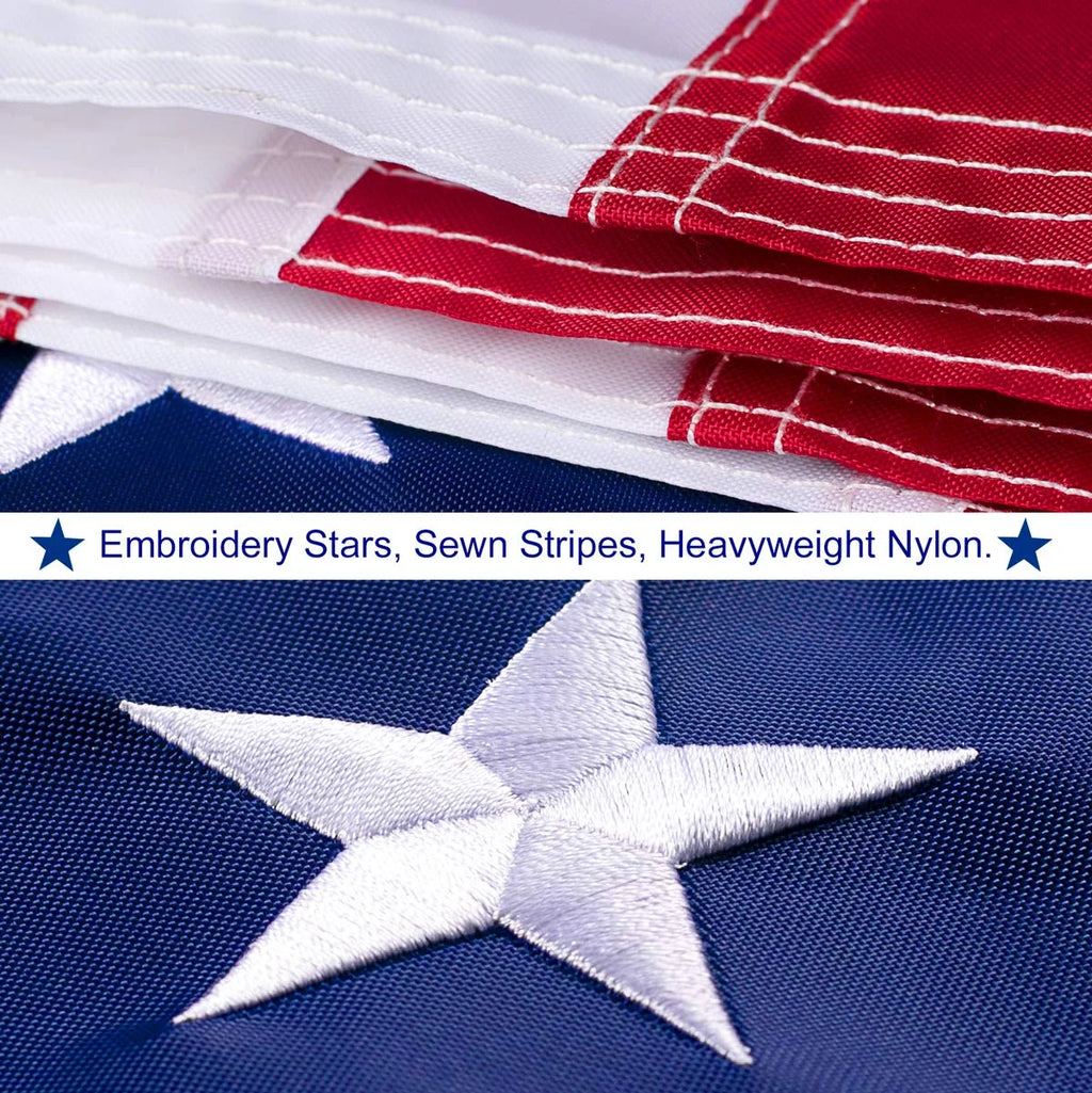 10x15 FT Nylon American Flag with Embroidered Stars R702268