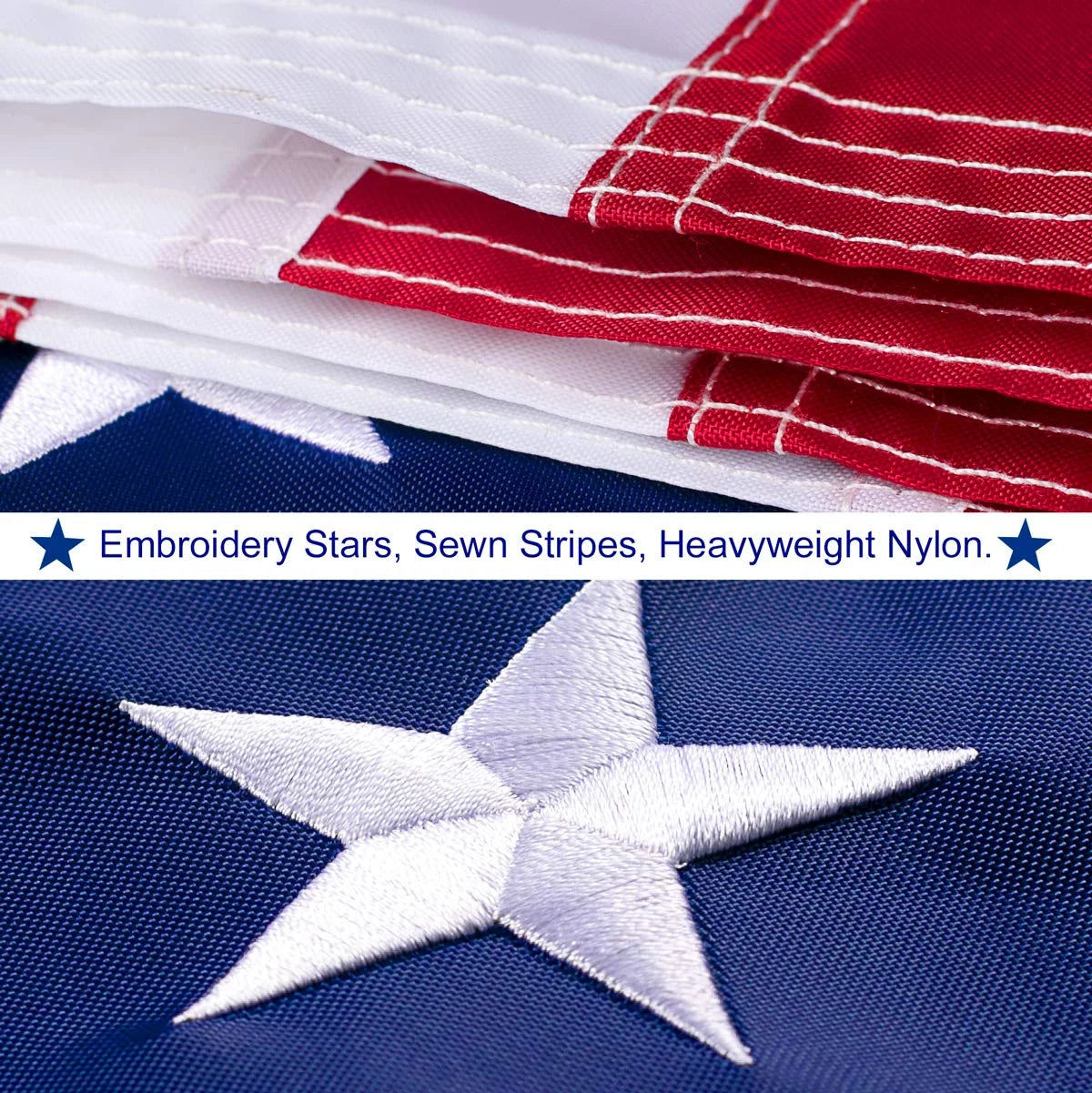 10x15 FT Nylon American Flag with Embroidered Stars R702268