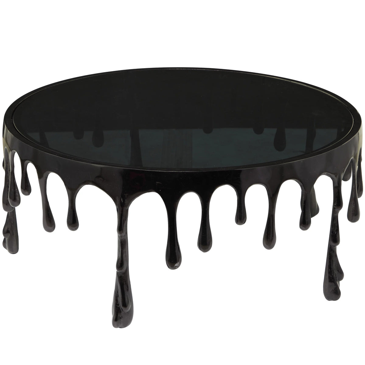 36" x 16" Black Aluminum Glass Top Coffee Table Q1070
