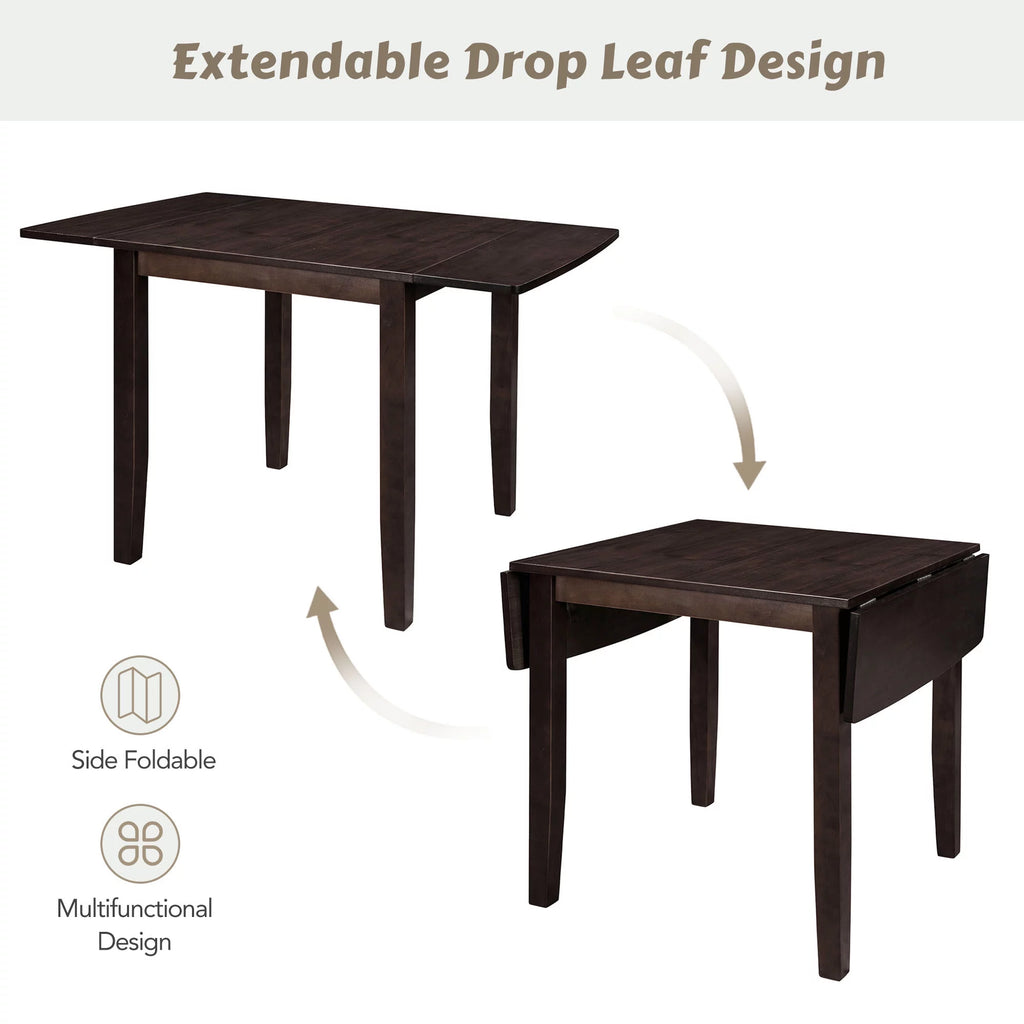 3-Piece Wood Drop Leaf Dining Table Set with 2 Chairs U846164