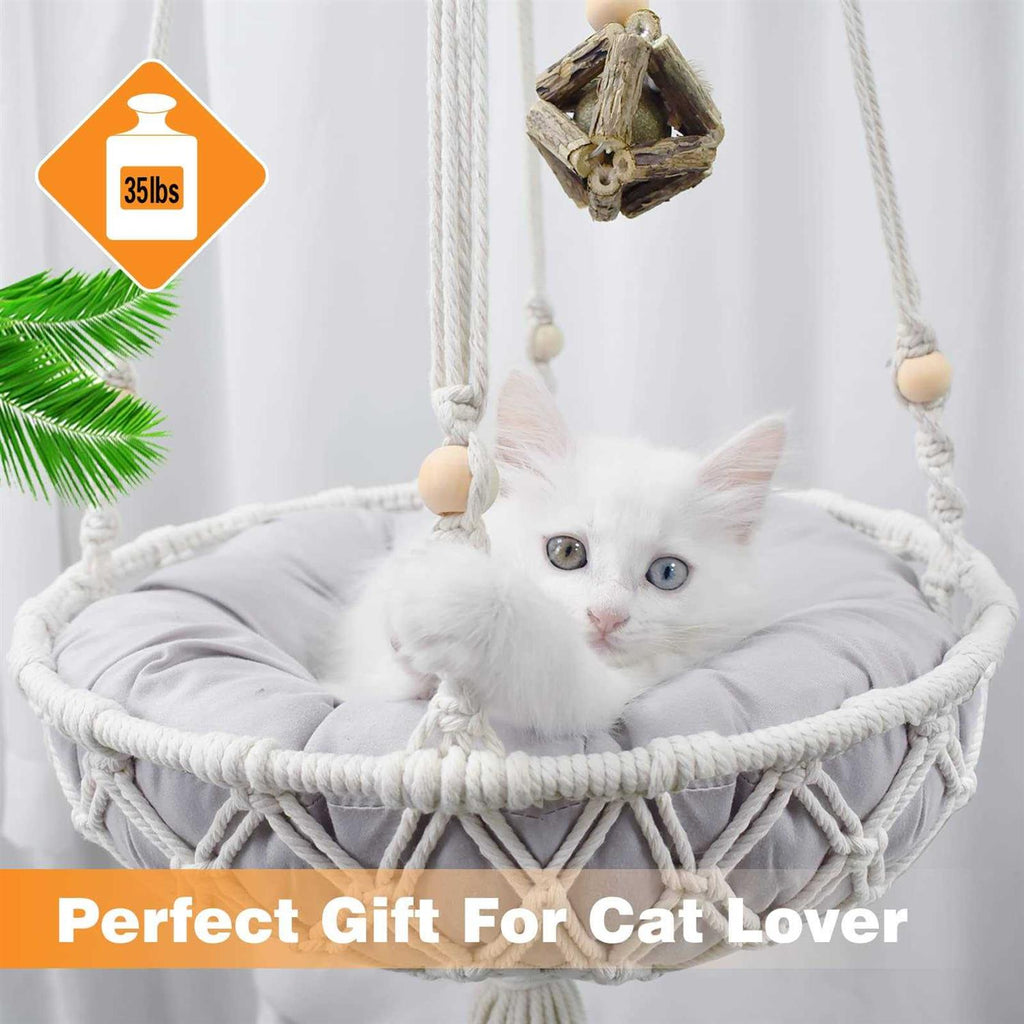 Handwoven Macrame Cat Swing with Hanging Kit X694216